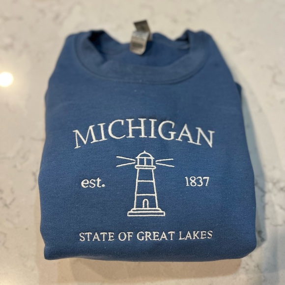 Embroidered Michigan Great Lakes Graphic Crewneck - Picture 3 of 4